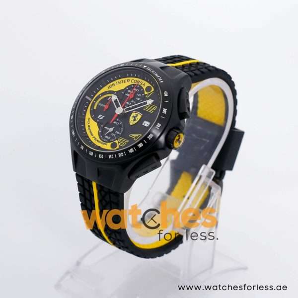 Ferrari Men’s Quartz Black & Yellow Silicone Strap Black & Yellow Dial 44mm Watch 0830078 UAE DUBAI AJMAN SHARJAH ABU DHABI RAS AL KHAIMA UMM UL QUWAIN ALAIN FUJAIRAH