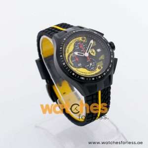 Ferrari Men’s Quartz Black & Yellow Silicone Strap Black & Yellow Dial 44mm Watch 0830078 UAE DUBAI AJMAN SHARJAH ABU DHABI RAS AL KHAIMA UMM UL QUWAIN ALAIN FUJAIRAH