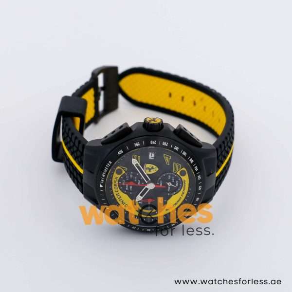 Ferrari Men’s Quartz Black & Yellow Silicone Strap Black & Yellow Dial 44mm Watch 0830078 UAE DUBAI AJMAN SHARJAH ABU DHABI RAS AL KHAIMA UMM UL QUWAIN ALAIN FUJAIRAH