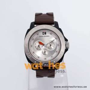 Hugo Boss Men’s Quartz Dark Brown Leather Strap Silver Dial 45mm Watch 1512670/2 UAE DUBAI AJMAN SHARJAH ABU DHABI RAS AL KHAIMA UMM UL QUWAIN ALAIN FUJAIRAH