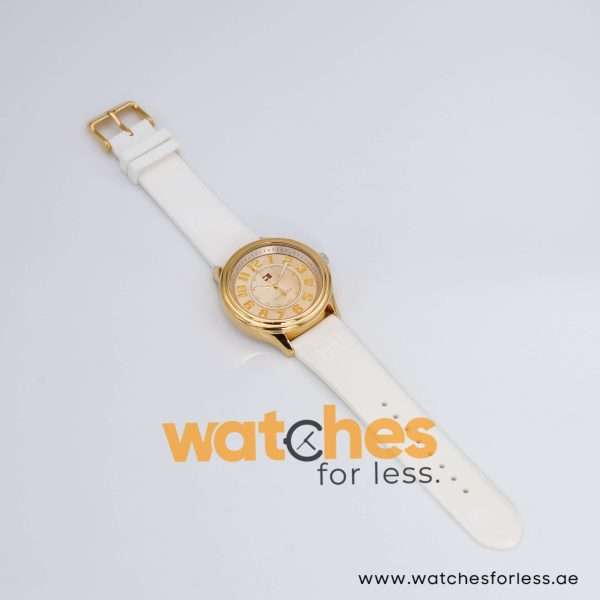 Tommy Hilfiger Women’s Quartz White Silicone Strap Gold Dial 40mm Watch 1781673 UAE DUBAI AJMAN SHARJAH ABU DHABI RAS AL KHAIMA UMM UL QUWAIN ALAIN FUJAIRAH