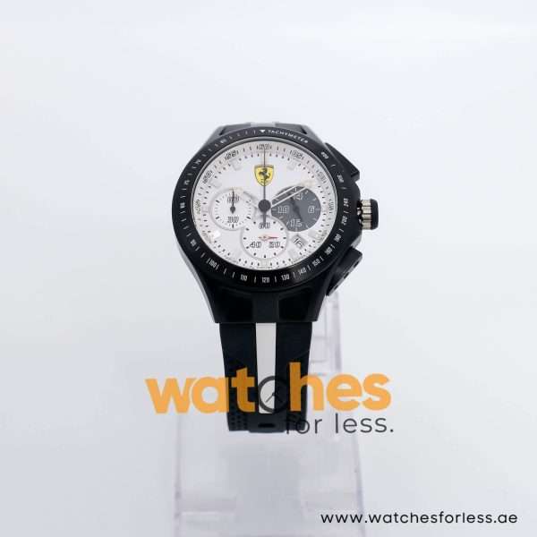 Ferrari Men’s Quartz Black & White Silicone Strap White Dial 44mm Watch 0830024 UAE DUBAI AJMAN SHARJAH ABU DHABI RAS AL KHAIMA UMM UL QUWAIN ALAIN FUJAIRAH