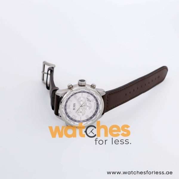 Hugo Boss Men’s Quartz Dark Brown Leather Strap Silver Dial 44mm Watch 1512739 UAE DUBAI AJMAN SHARJAH ABU DHABI RAS AL KHAIMA UMM UL QUWAIN ALAIN FUJAIRAH