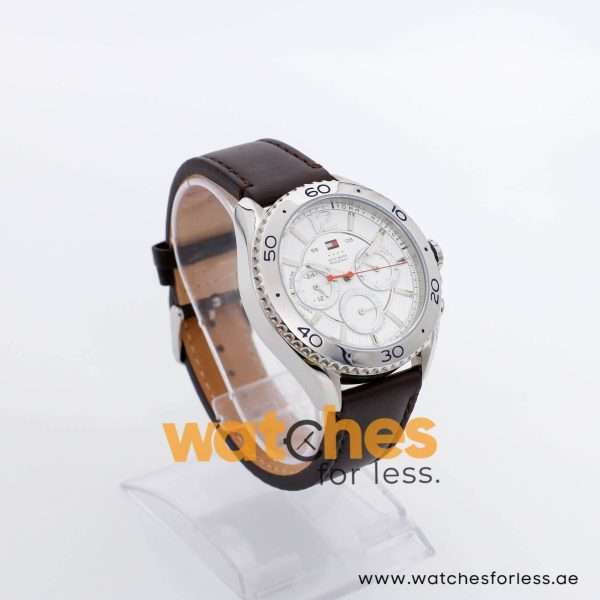 Tommy Hilfiger Men’s Quartz Dark Brown Leather Strap White Dial 46mm Watch 1791030 UAE DUBAI AJMAN SHARJAH ABU DHABI RAS AL KHAIMA UMM UL QUWAIN ALAIN FUJAIRAH