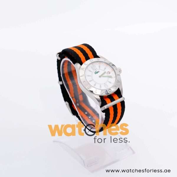 Lacoste Women’s Quartz Orange & Black Nylon Strap White Dial 38mm Watch LC.32.3.14.0164 UAE DUBAI AJMAN SHARJAH ABU DHABI RAS AL KHAIMA UMM UL QUWAIN ALAIN FUJAIRAH