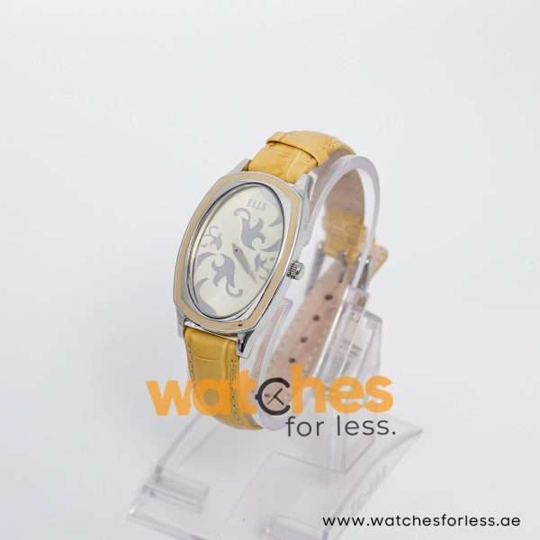 Elle Women’s Quartz Yellow Leather Strap Champagne Dial 28mm Watch EL20005S02C