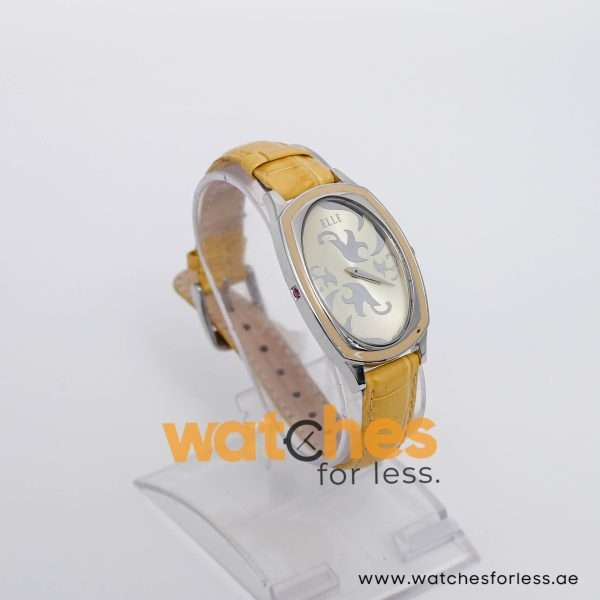 Elle Women’s Quartz Yellow Leather Strap Champagne Dial 28mm Watch EL20005S02C