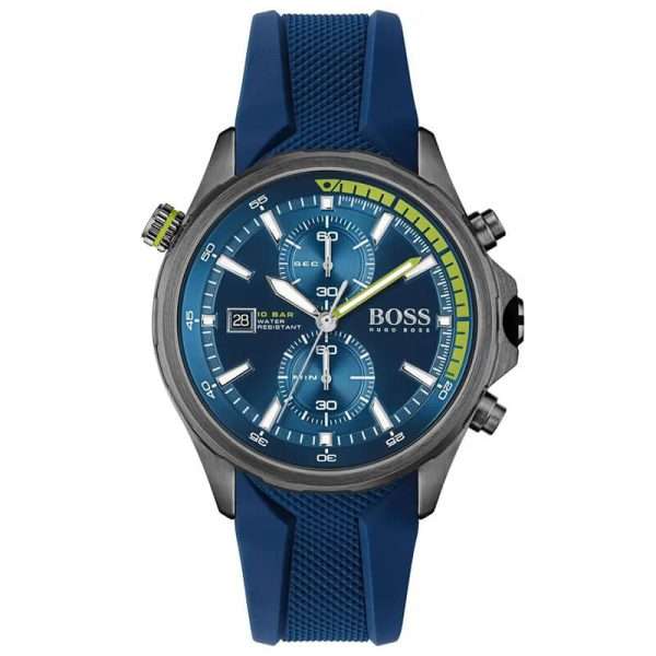 Hugo Boss Men’s Quartz Blue Silicone Strap Blue Dial 46mm Watch 1513821