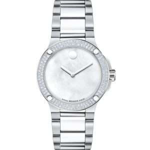 Movado Women’s Quartz Swiss Made Silver Stainless Steel Mother of Pearl Dial 34mm Watch 0606293