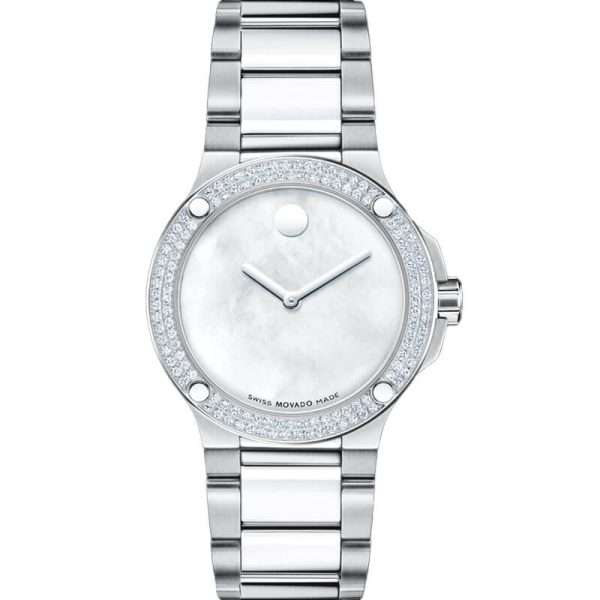 Movado Women’s Quartz Swiss Made Silver Stainless Steel Mother of Pearl Dial 34mm Watch 0606293