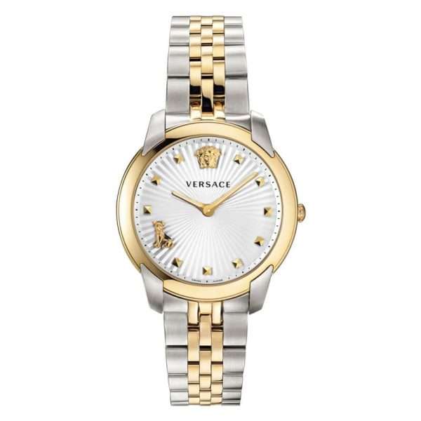 Versace Women’s Quartz Swiss Made Two Tone Stainless Steel Silver Dial 38mm Watch VELR00519 UAE DUBAI AJMAN SHARJAH ABU DHABI RAS AL KHAIMA UMM UL QUWAIN ALAIN FUJAIRAH