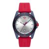 Emporio Armani Men’s Quartz Red Silicone Strap Silver Dial 44mm Watch AR11219