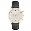 Emporio Armani Men’s Quartz Black Leather Strap White Dial 43mm Watch AR1892