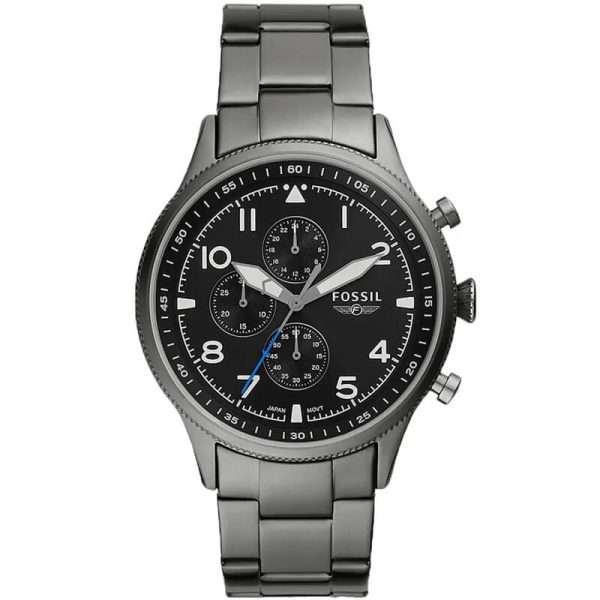 Fossil Men’s Quartz Grey Stainless Steel Black Dial 44mm Watch FS5834