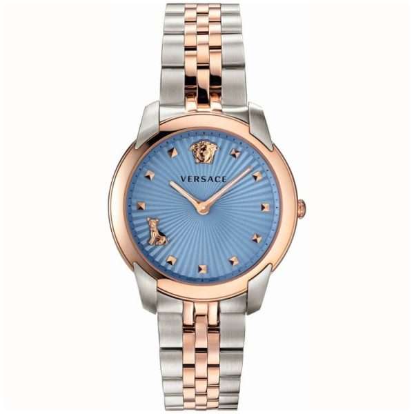 Versace Women’s Quartz Swiss Made Two Tone Stainless Steel Blue Dial 38mm Watch VELR00619 UAE DUBAI AJMAN SHARJAH ABU DHABI RAS AL KHAIMA UMM UL QUWAIN ALAIN FUJAIRAH