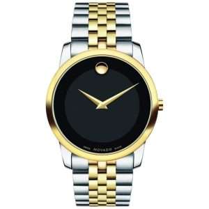 Movado Men’s Swiss Made Quartz Two Tone Stainless Steel Black Dial 40mm Watch 0606605
