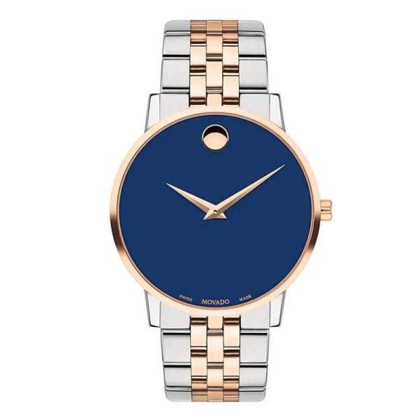Movado Men’s Quartz Swiss Made Two Tone Stainless Steel Blue Dial 40mm Watch 0607267