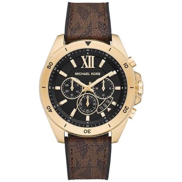 Michael Kors Men’s Quartz Brown Silicone & Leather Strap Black Dial 45mm Watch MK8849 UAE DUBAI AJMAN SHARJAH ABU DHABI RAS AL KHAIMA UMM UL QUWAIN ALAIN FUJAIRAH