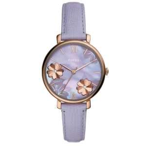 Fossil Women’s Quartz Purple Leather Strap Purple Mother OF Pearl Dial 36mm Watch ES4814