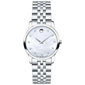 Movado Women’s Quartz Swiss Made Silver Stainless Steel Mother of Pearl Dial 28mm Watch 0606612