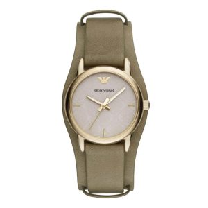 Emporio Armani Women’s Quartz Brown Leather Strap Grey Dial 28mm Watch AR1836