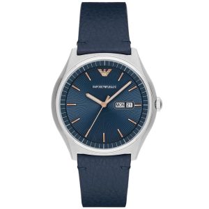 Emporio Armani Men’s Quartz Blue Leather Strap Blue Dial 43mm Watch AR1978