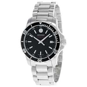 Movado Men’s Quartz Swiss Made Silver Stainless Steel Black Dial 40mm Watch 2600135
