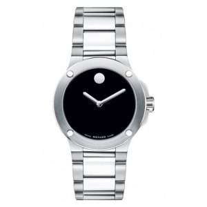 Movado Women’s Quartz Swiss Made Silver Stainless Steel Black Dial 35mm Watch 0606292