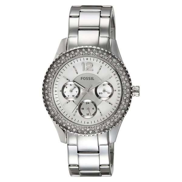 Fossil Women’s Quartz Silver Stainless Steel Silver Dial 38mm Watch ES3588