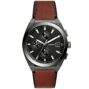 Fossil Men’s Quartz Brown Leather Strap Grey Dial 42mm Watch FS5799
