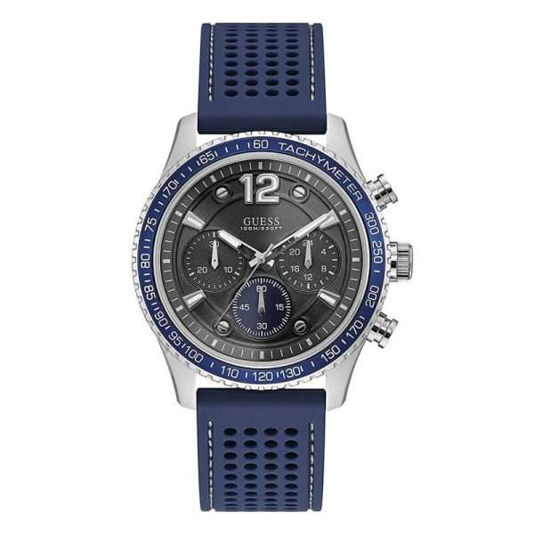 Guess Men’s Quartz Blue Silicone Strap Black Dial 44mm Watch W0971G2 UAE DUBAI AJMAN SHARJAH ABU DHABI RAS AL KHAIMA UMM UL QUWAIN ALAIN FUJAIRAH