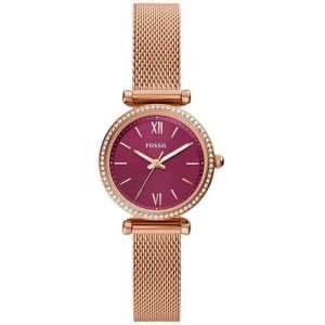 Fossil Women’s Quartz Rose Gold Stainless Steel Purple Dial 28mm Watch ES4646