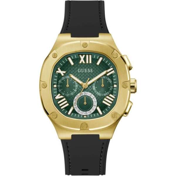 Guess Men’s Quartz Black Silicone Strap Green Dial 42mm Watch GW0571G3 UAE DUBAI AJMAN SHARJAH ABU DHABI RAS AL KHAIMA UMM UL QUWAIN ALAIN FUJAIRAH