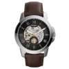 Fossil Men’s Automatic Dark Brown Leather Strap Black Skeleton Dial 45mm Watch ME3095