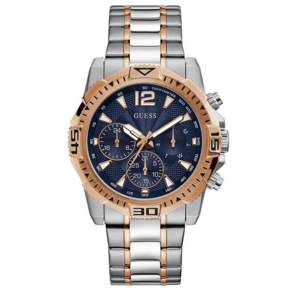 Guess Men’s Quartz Two Tone Stainless Steel Blue Dial 43mm Watch GW0056G5 UAE DUBAI AJMAN SHARJAH ABU DHABI RAS AL KHAIMA UMM UL QUWAIN ALAIN FUJAIRAH