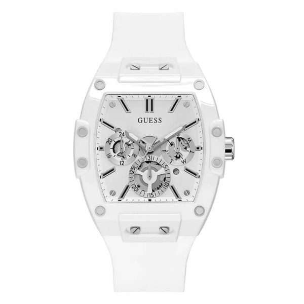 Guess Men’s Quartz White Silicone Strap Silver Dial 43mm Watch GW0203G2 UAE DUBAI AJMAN SHARJAH ABU DHABI RAS AL KHAIMA UMM UL QUWAIN ALAIN FUJAIRAH