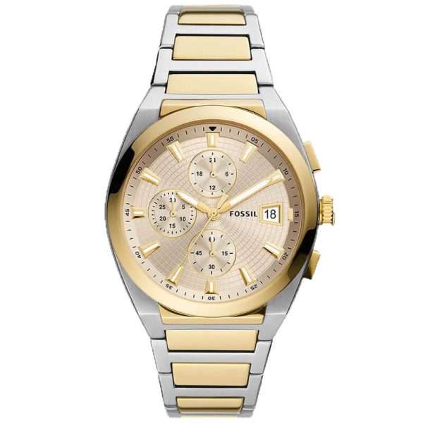 Fossil Men’s Quartz Two Tone Stainless Steel Cream Dial 42mm Watch FS5796