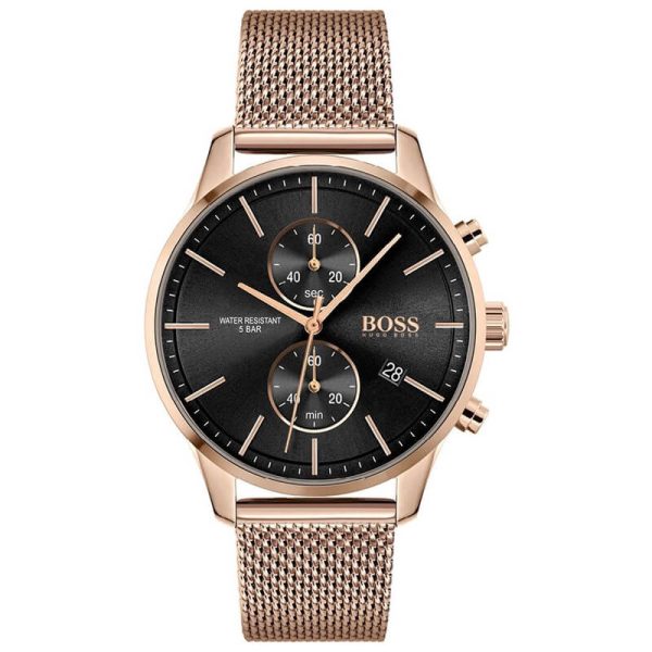 Hugo Boss Men’s Quartz Gold Stainless Steel Black Dial 43mm Watch 1513808