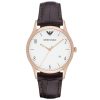 Emporio Armani Men’s Quartz Brown Leather Strap White Dial 41mm Watch AR1915