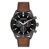 Movado Men’s Swiss Made Quartz Brown Leather Strap Black Dial 42mm Watch 3650060