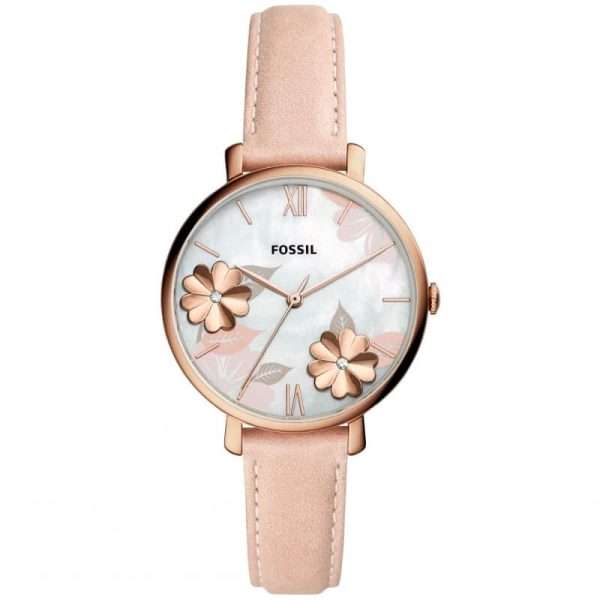 Fossil Women’s Quartz Blush Leather Strap White Dial 36mm Watch ES4671