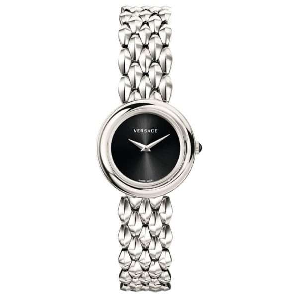 Versace Women’s Quartz Swiss Made Silver Stainless Steel Black Dial 28mm Watch VEBN00618 UAE DUBAI AJMAN SHARJAH ABU DHABI RAS AL KHAIMA UMM UL QUWAIN ALAIN FUJAIRAH