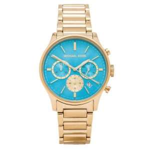 Michael Kors Women’s Quartz Gold Stainless Steel Turquoise Dial 39mm Watch MK5910