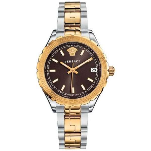 Versace Women’s Quartz Swiss Made Two Tone Stainless Steel Brown Dial 35mm Watch V12040015 UAE DUBAI AJMAN SHARJAH ABU DHABI RAS AL KHAIMA UMM UL QUWAIN ALAIN FUJAIRAH