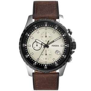 Fossil Men’s Quartz Brown Leather Strap Cream Dial 48mm Watch FS5674