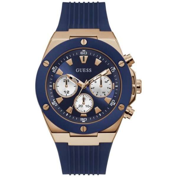 Guess Men’s Quartz Blue Silicone Strap Blue Dial 46mm Watch GW0057G2 UAE DUBAI AJMAN SHARJAH ABU DHABI RAS AL KHAIMA UMM UL QUWAIN ALAIN FUJAIRAH