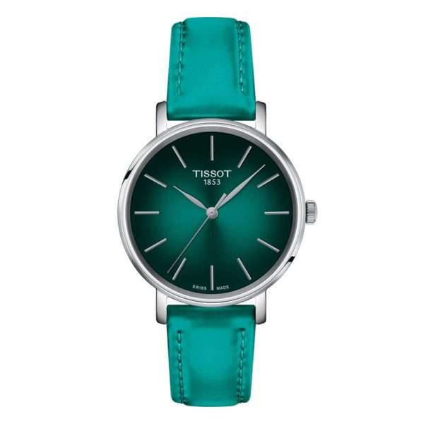 Tissot Women’s Quartz Swiss Made Turquoise Leather Strap Turquoise Dial 34mm Watch T143.210.17.091.00 UAE DUBAI AJMAN SHARJAH ABU DHABI RAS AL KHAIMA UMM UL QUWAIN ALAIN FUJAIRAH