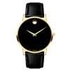 Movado Men’s Quartz Swiss Made Black Leather Strap Black Dial 40mm Watch 0607271