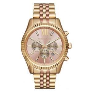 Michael Kors Women’s Quartz Two Tone Stainless Steel Rose Gold Dial 45mm Watch MK6473