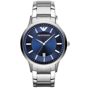 Emporio Armani Men’s Quartz Silver Stainless Steel Blue Dial 43mm Watch AR2477